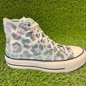 Converse CTAS High Leopard Print White Womens Size 7 Athletic Shoes Sneakers